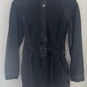 Zara Black denim mini dress with Waist-Defining Detail